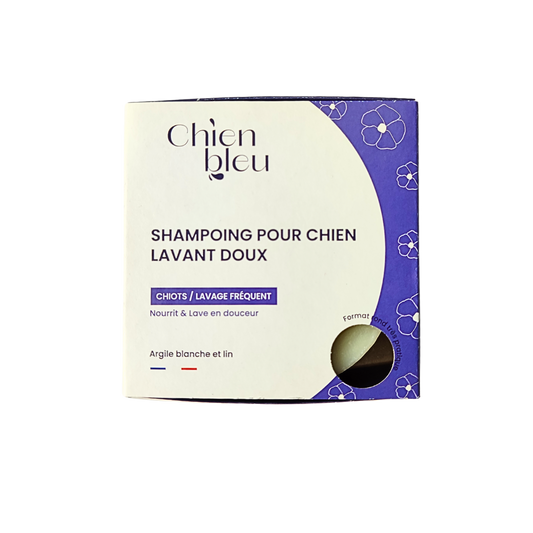 shampoing solide pour chien lavant doux boite face avant